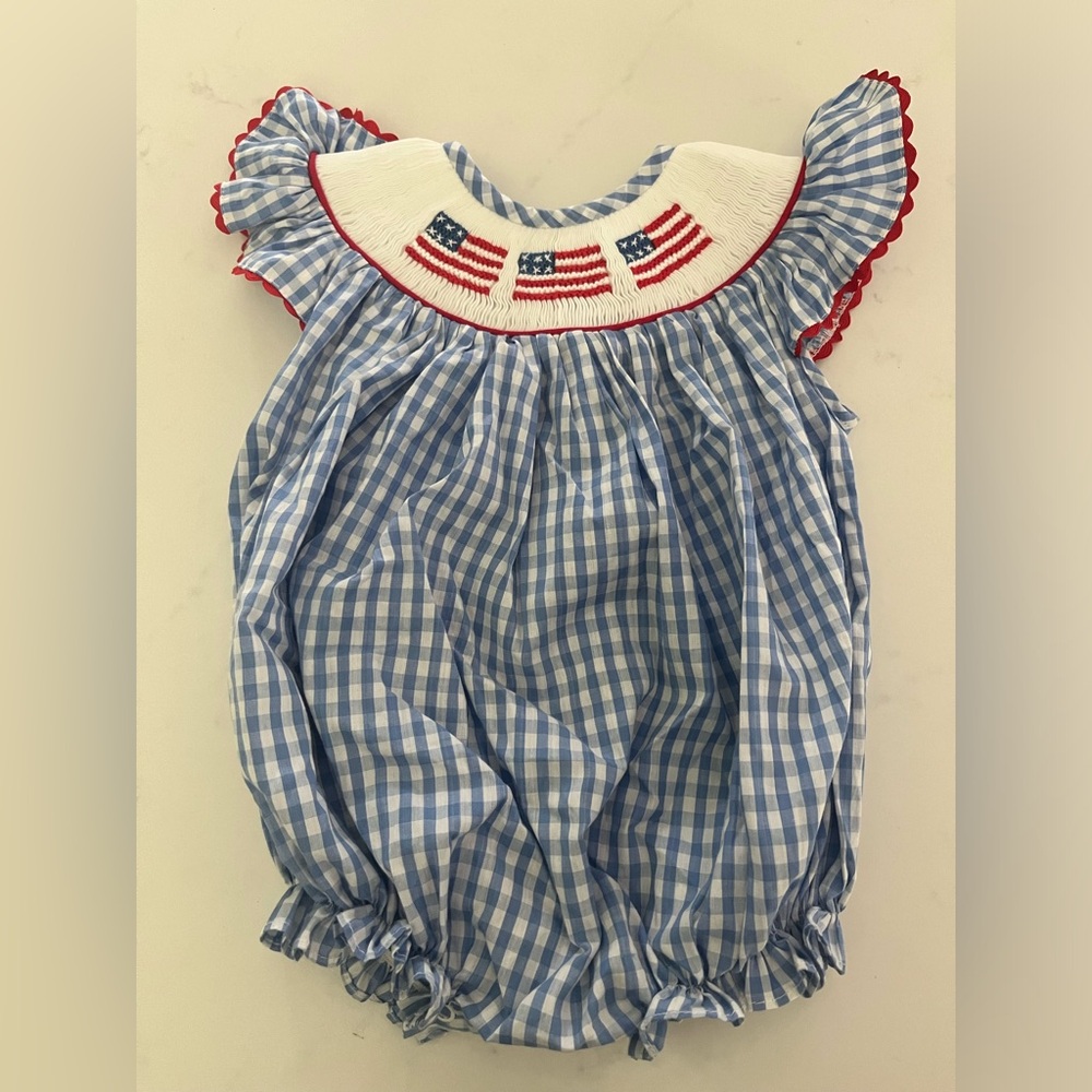 Pleats & Stitches American Flag 6M Smocked Bubble
